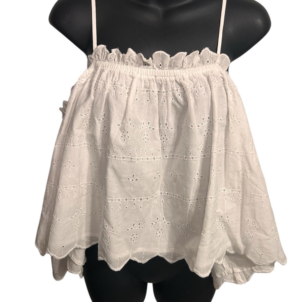 Nwt Topshop white eyelet flouncy top - Picture 5 of 11